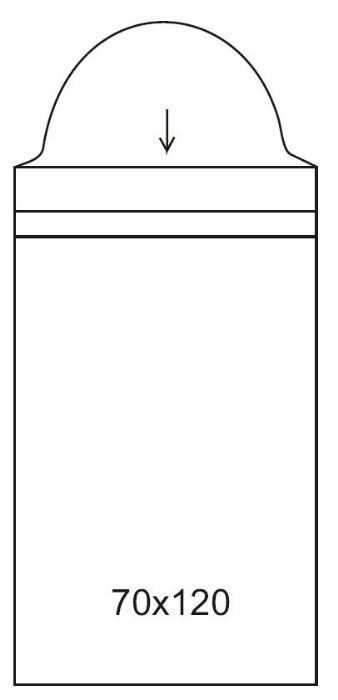 Estuche plástico transparente con solapa de 70x120mm. Paq.50